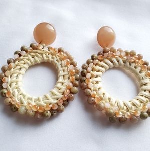 Women Straw Bead Beaded Earring